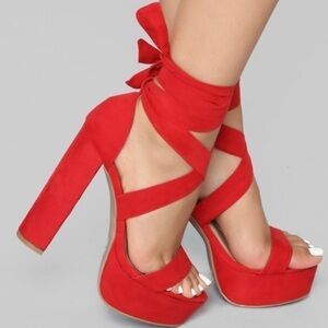 Fashion Nova Red Strappy Heels